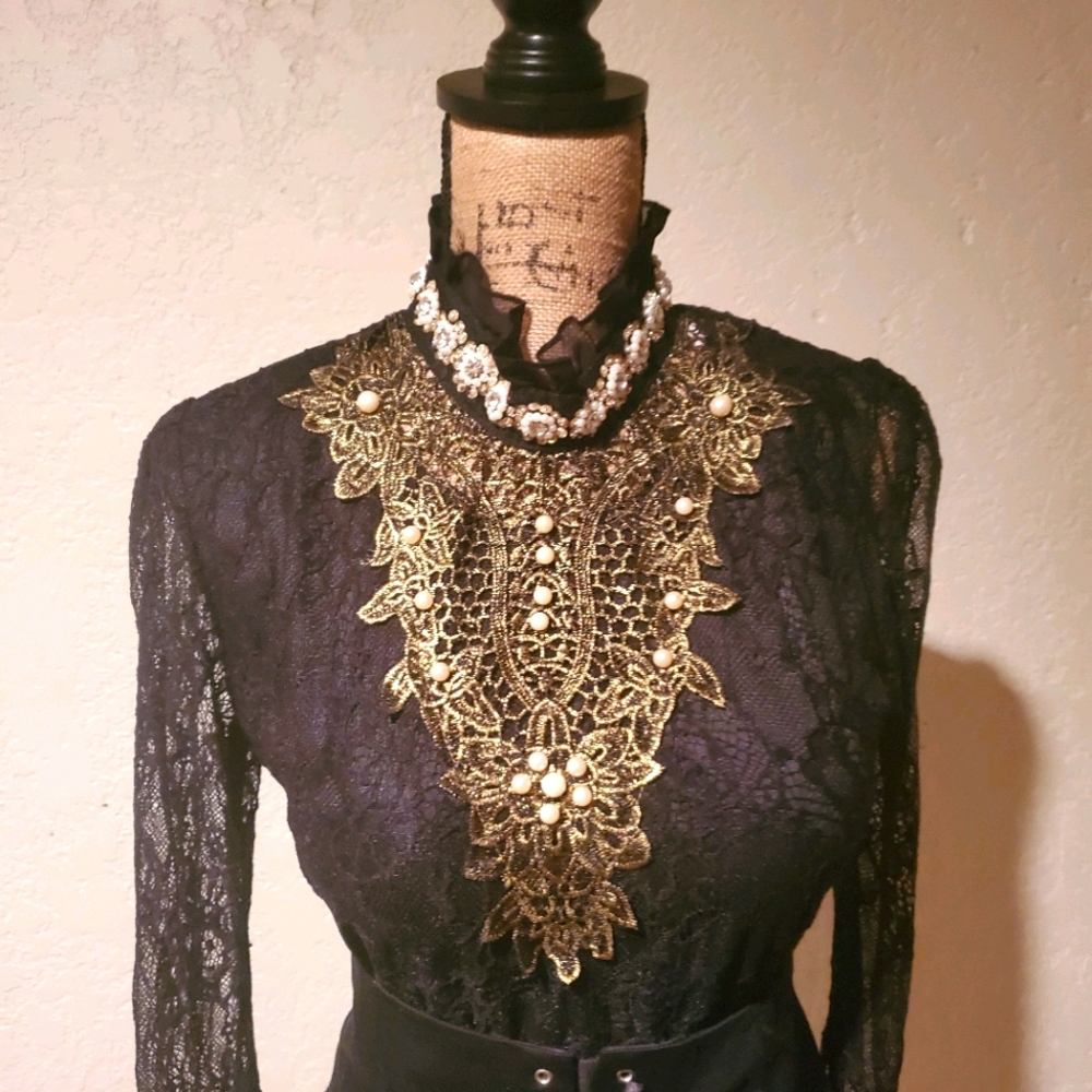 Victorian embroidered lace top